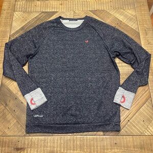 Southern Marsh Men's Navy Heather Crewneck Sweater with Red Accents